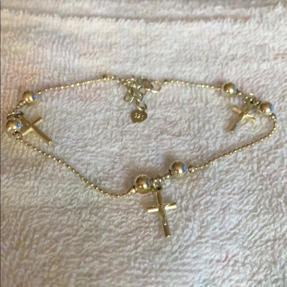 Sterling Silver Triple Cross Anklet